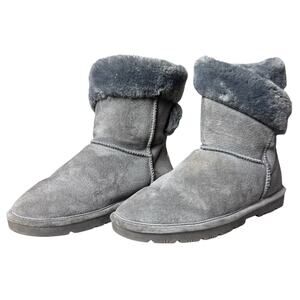 LAMO Gray Suede Faux Fur Wrap Around Boots in Gray Size 8